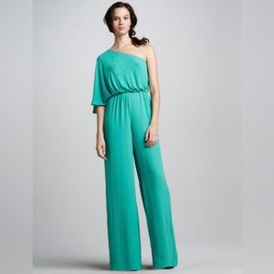 BCBG Maxazria Leoo One Shoulder Wide Leg Jumpsuit Sz 2